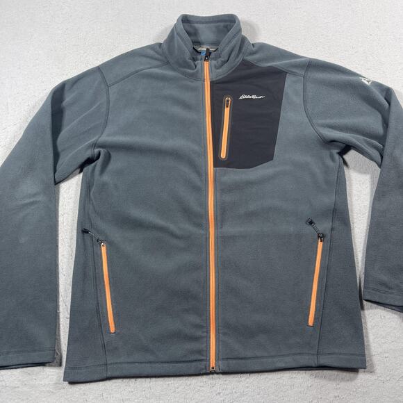 Eddie Bauer Jacket Mens Large Gray Fleece First Ascent Full Zip Outdoor Pockets - Picture 2 of 10